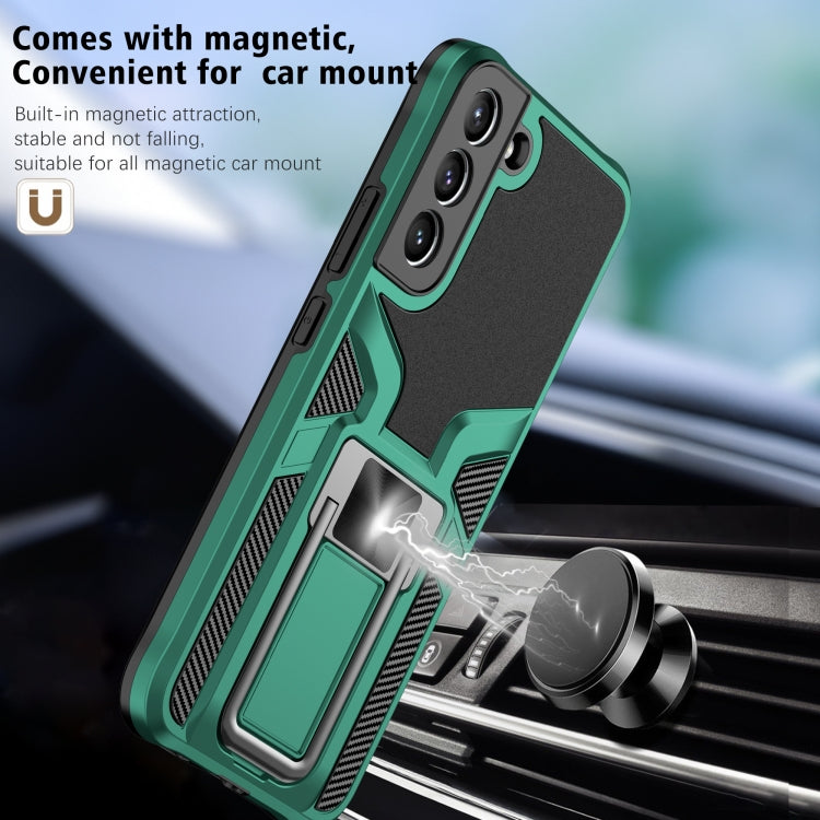 For Samsung Galaxy S22 5G Armor 2 in 1 PC + TPU Magnetic Phone Case