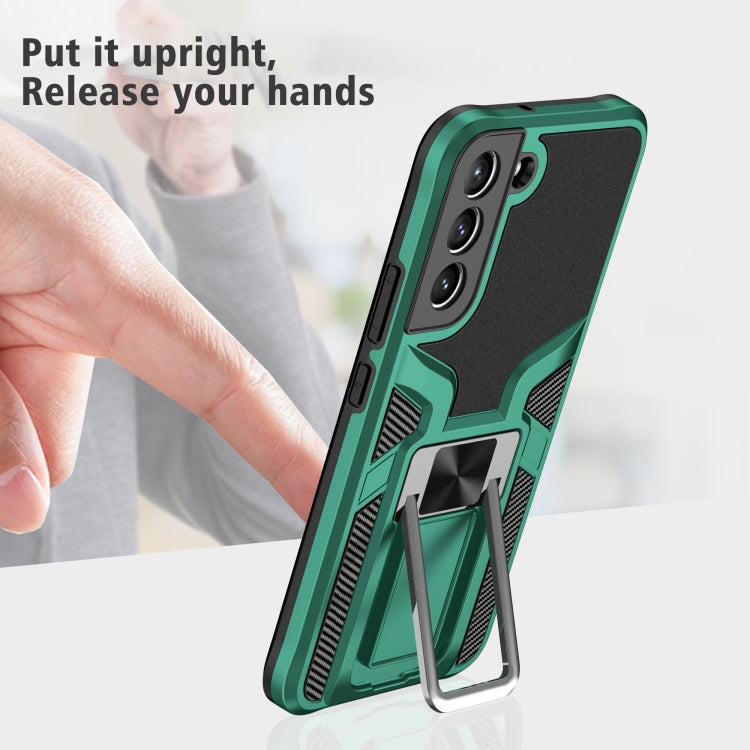 For Samsung Galaxy S22 5G Armor 2 in 1 PC + TPU Magnetic Phone Case