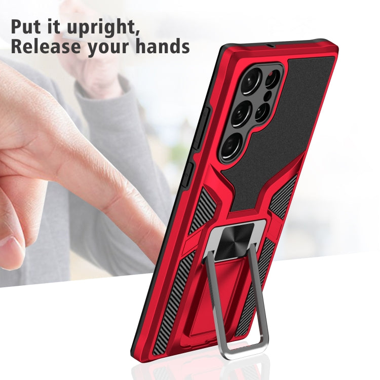 For Samsung Galaxy S22 Ultra 5G Armor 2 in 1 PC + TPU Magnetic Phone Case