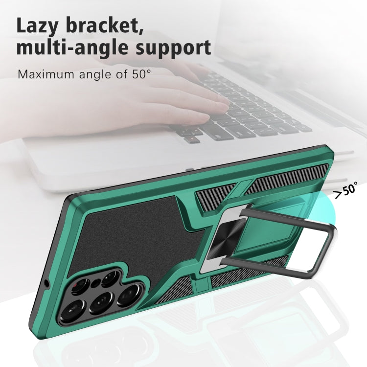 For Samsung Galaxy S22 Ultra 5G Armor 2 in 1 PC + TPU Magnetic Phone Case