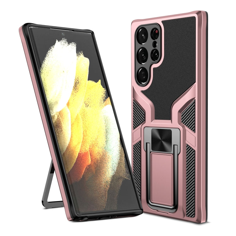 For Samsung Galaxy S22 Ultra 5G Armor 2 in 1 PC + TPU Magnetic Phone Case