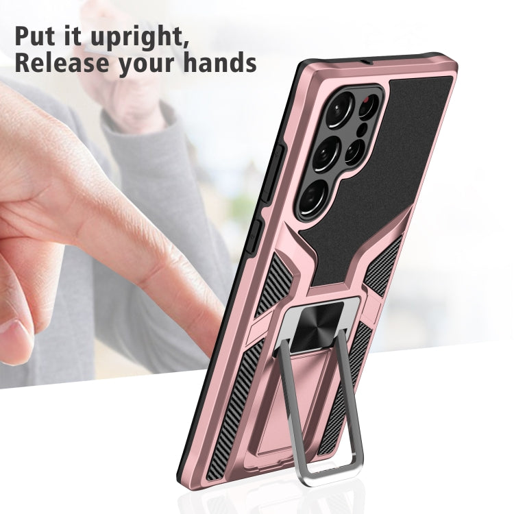 For Samsung Galaxy S22 Ultra 5G Armor 2 in 1 PC + TPU Magnetic Phone Case