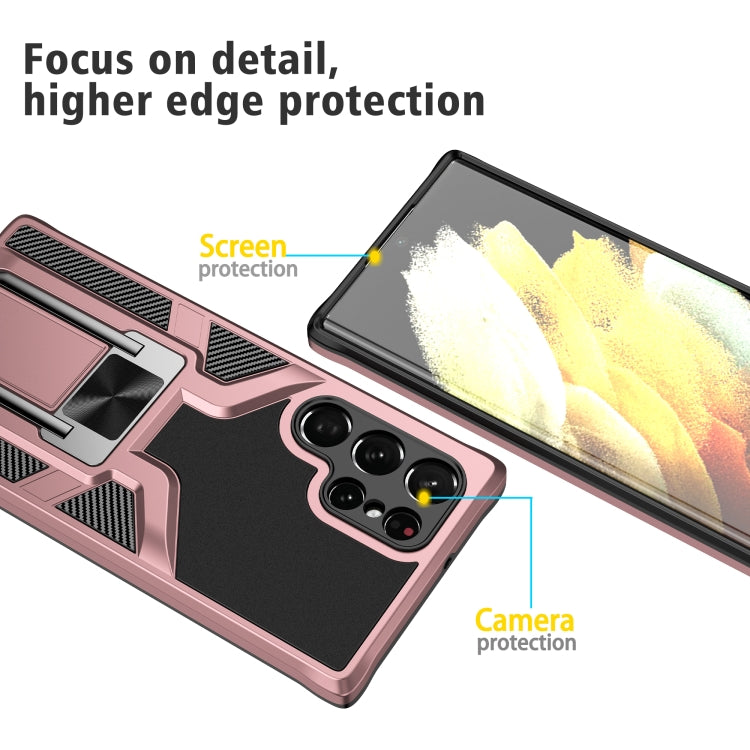 For Samsung Galaxy S22 Ultra 5G Armor 2 in 1 PC + TPU Magnetic Phone Case