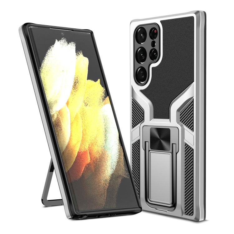 For Samsung Galaxy S22 Ultra 5G Armor 2 in 1 PC + TPU Magnetic Phone Case