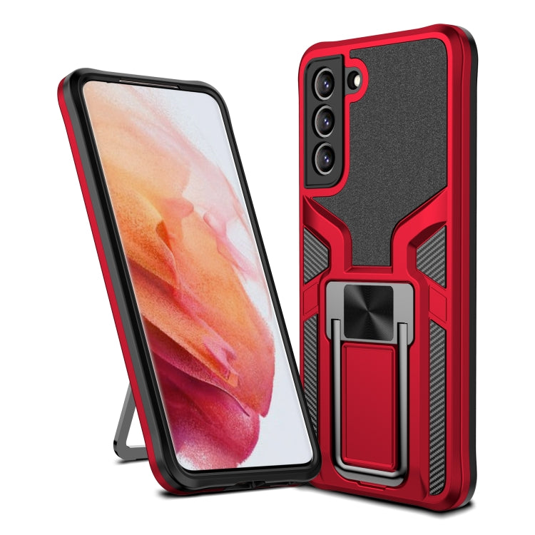 For Samsung Galaxy S21 FE 5G Armor 2 in 1 PC + TPU Magnetic Phone Case