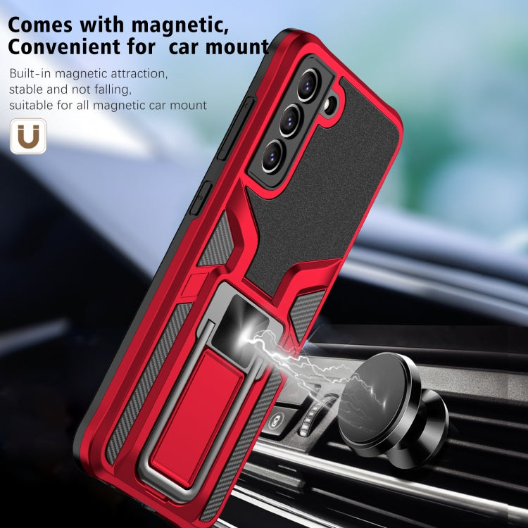 For Samsung Galaxy S21 FE 5G Armor 2 in 1 PC + TPU Magnetic Phone Case