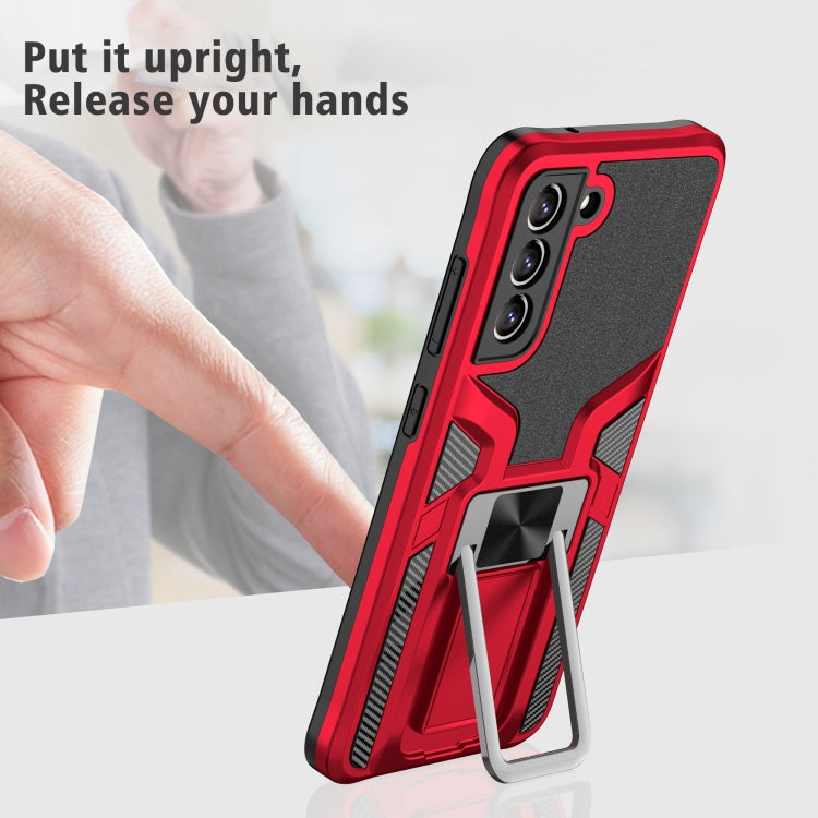 For Samsung Galaxy S21 FE 5G Armor 2 in 1 PC + TPU Magnetic Phone Case