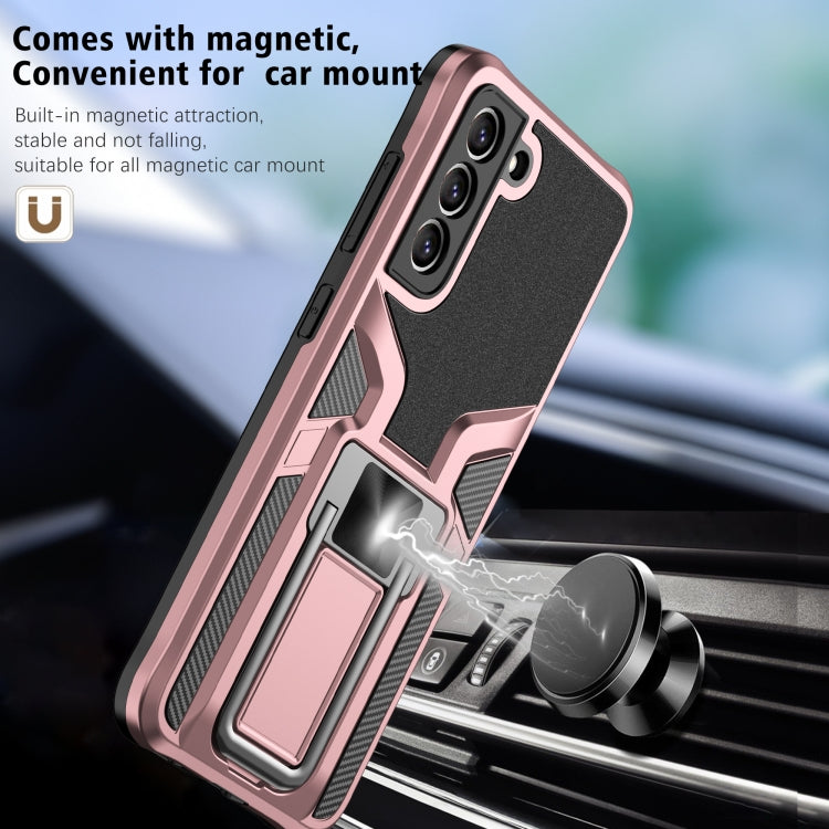 For Samsung Galaxy S21 FE 5G Armor 2 in 1 PC + TPU Magnetic Phone Case