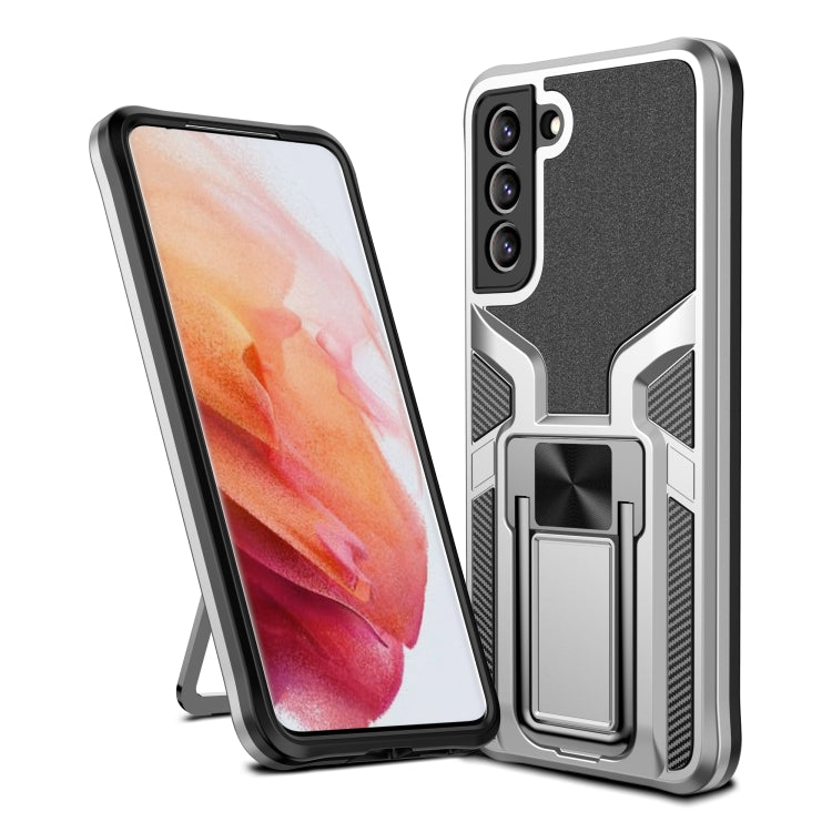 For Samsung Galaxy S21 FE 5G Armor 2 in 1 PC + TPU Magnetic Phone Case
