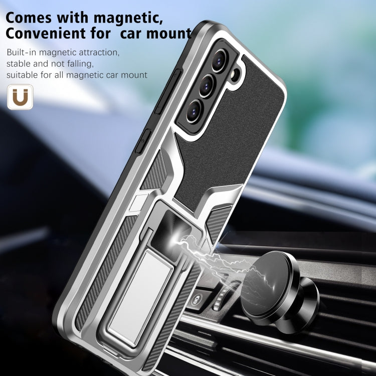 For Samsung Galaxy S21 FE 5G Armor 2 in 1 PC + TPU Magnetic Phone Case