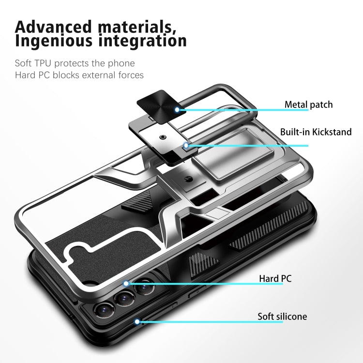 For Samsung Galaxy S21 FE 5G Armor 2 in 1 PC + TPU Magnetic Phone Case