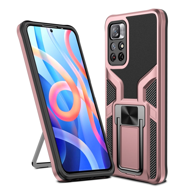 For Xiaomi Redmi Note 11 5G Armor 2 in 1 PC + TPU Magnetic Phone Case