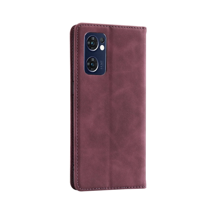 For OPPO Find X5 Lite Splicing Skin Feel Magnetic Leather Phone Case