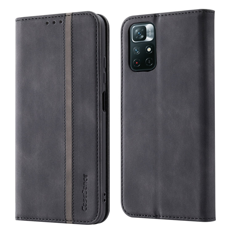 For Xiaomi Redmi Note 11 5G CN Version Splicing Skin Feel Magnetic Leather Phone Case
