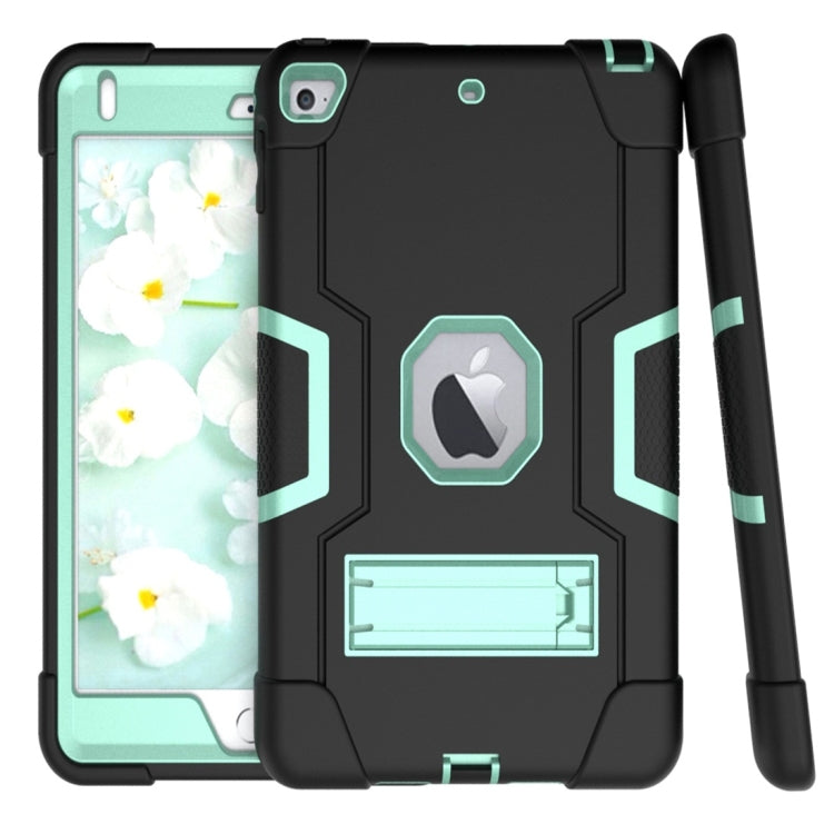 For iPad Mini 5 / 4 Contrast Color Silicone + PC Combination Case with Holder