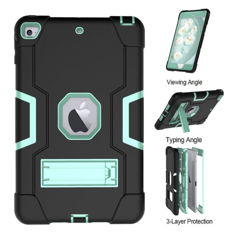 For iPad Mini 5 / 4 Contrast Color Silicone + PC Combination Case with Holder