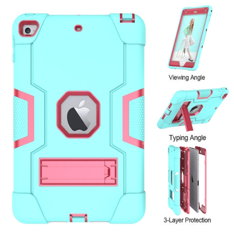 For iPad Mini 5 / 4 Contrast Color Silicone + PC Combination Case with Holder