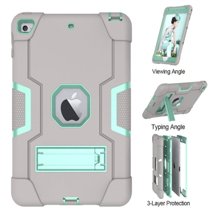 For iPad Mini 5 / 4 Contrast Color Silicone + PC Combination Case with Holder