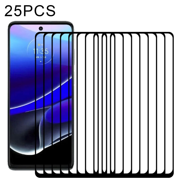 25 PCS Full Glue Cover Screen Protector Tempered Glass Film For Motorola Moto G Stylus 5G 2022