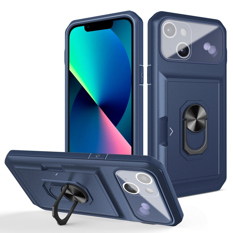 For iPhone 13 Card Ring Holder PC + TPU Phone Case