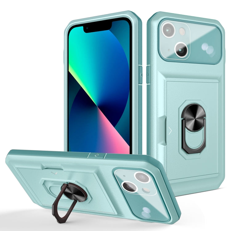 For iPhone 13 Card Ring Holder PC + TPU Phone Case