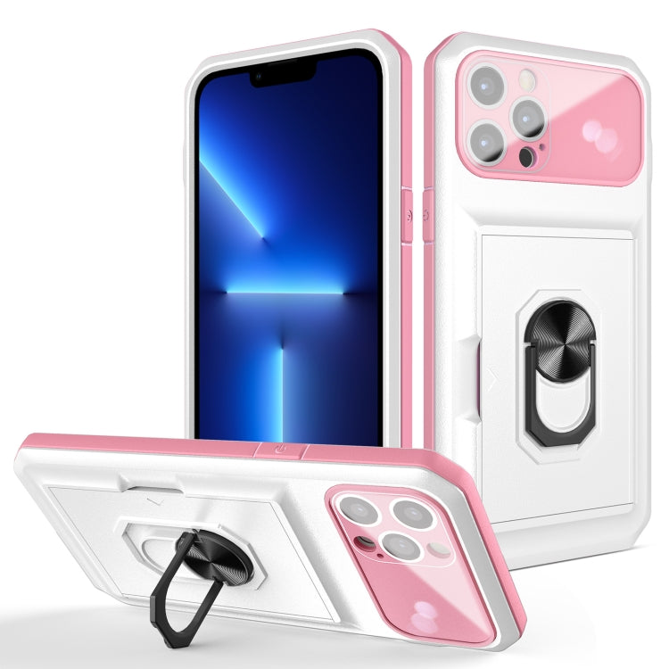 For iPhone 13 Pro Card Ring Holder PC + TPU Phone Case