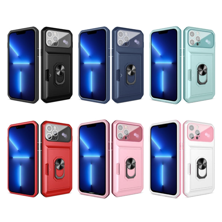 For iPhone 13 Pro Max Card Ring Holder PC + TPU Phone Case