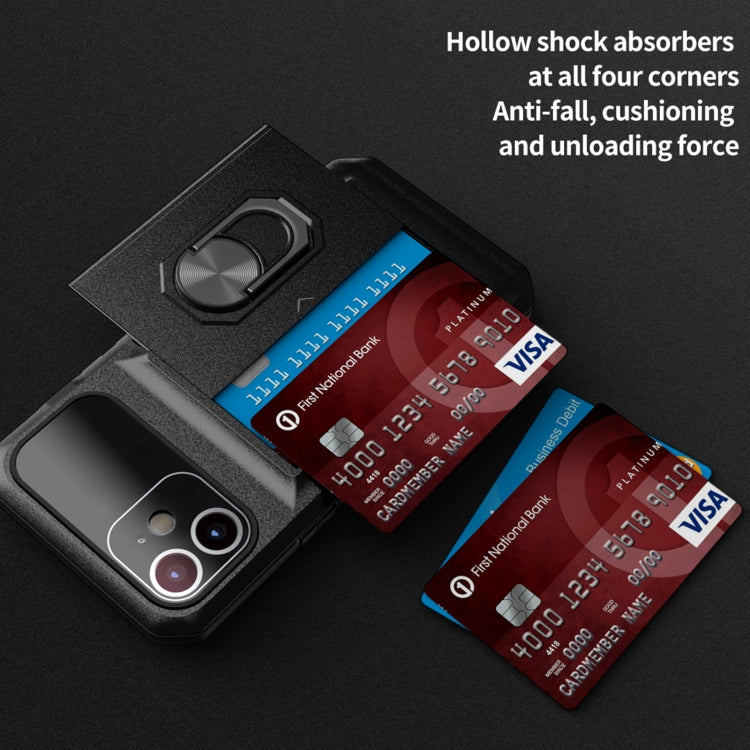 For iPhone 12 Card Ring Holder PC + TPU Phone Case