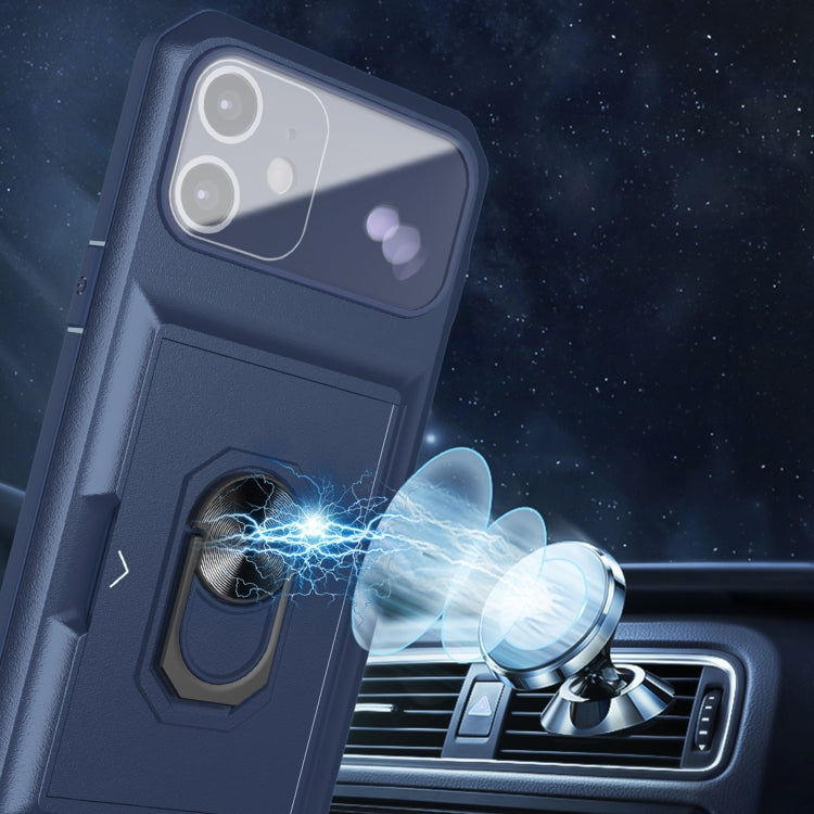 For iPhone 12 Card Ring Holder PC + TPU Phone Case