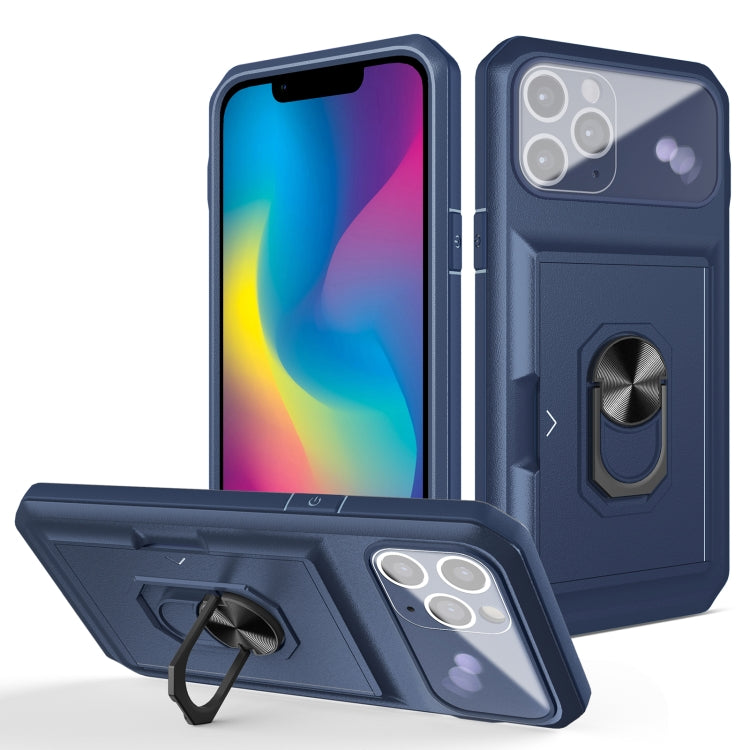 For iPhone 12 Pro Card Ring Holder PC + TPU Phone Case