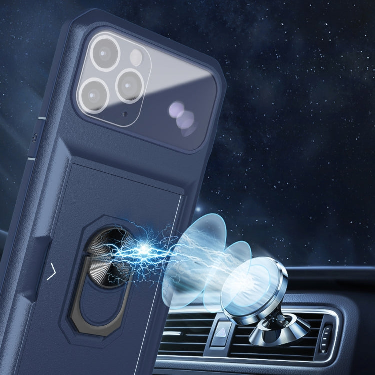 For iPhone 12 Pro Max Card Ring Holder PC + TPU Phone Case