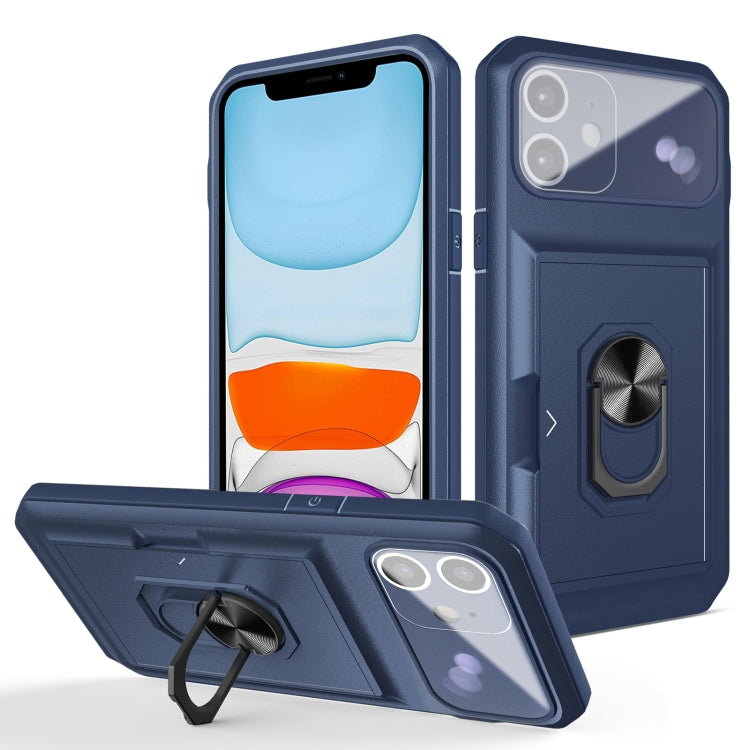 For iPhone 11 Card Ring Holder PC + TPU Phone Case