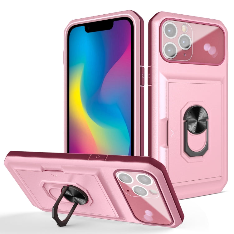 For iPhone 11 Pro Max Card Ring Holder PC + TPU Phone Case