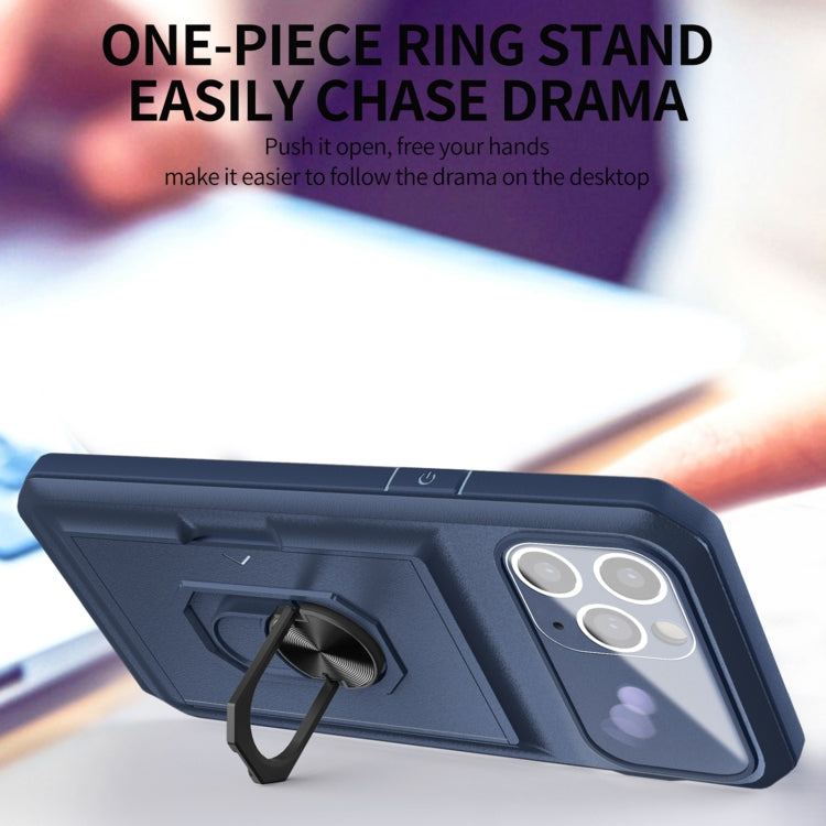 For iPhone 11 Pro Max Card Ring Holder PC + TPU Phone Case