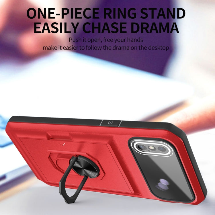For iPhone XS Max Card Ring Holder PC + TPU Phone Case