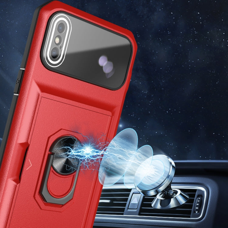 For iPhone XS Max Card Ring Holder PC + TPU Phone Case