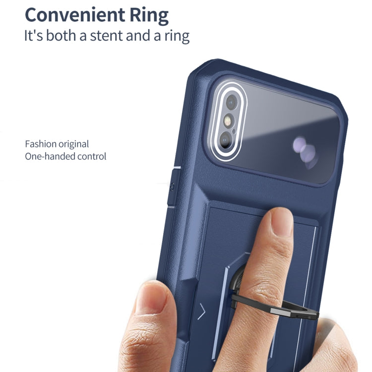 For iPhone XS Max Card Ring Holder PC + TPU Phone Case