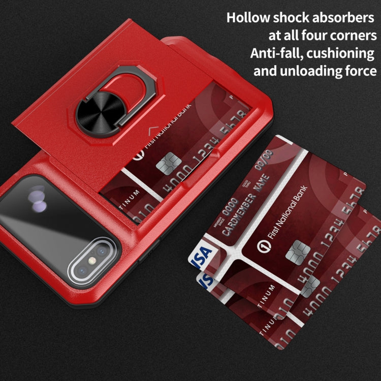 For iPhone XS Max Card Ring Holder PC + TPU Phone Case