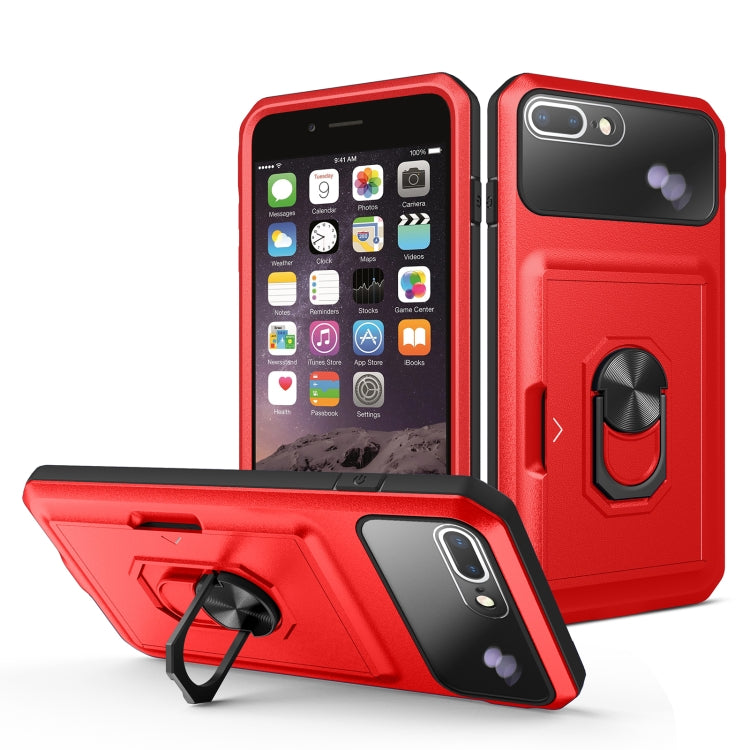 Card Ring Holder PC + TPU Phone Case For iPhone 8 Plus / 7 Plus