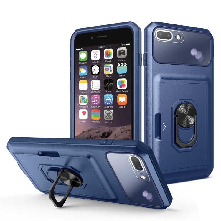 Card Ring Holder PC + TPU Phone Case For iPhone 8 Plus / 7 Plus