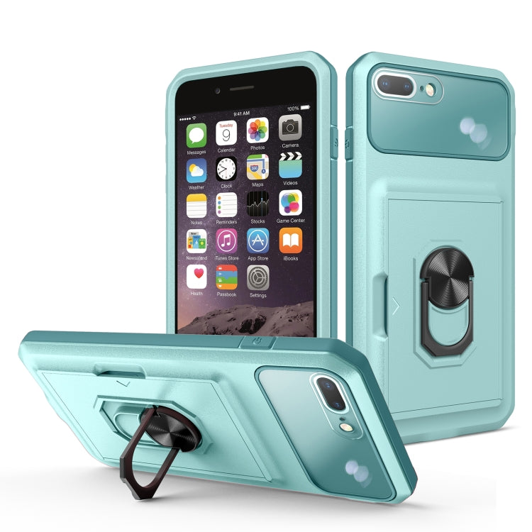 Card Ring Holder PC + TPU Phone Case For iPhone 8 Plus / 7 Plus