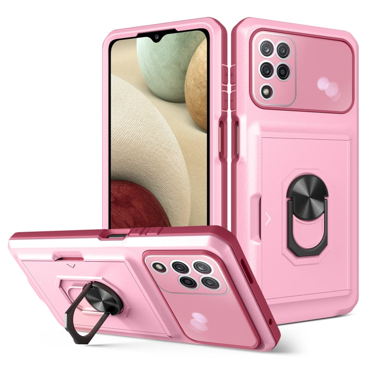 For Samsung Galaxy A12 5G Card Ring Holder PC + TPU Phone Case