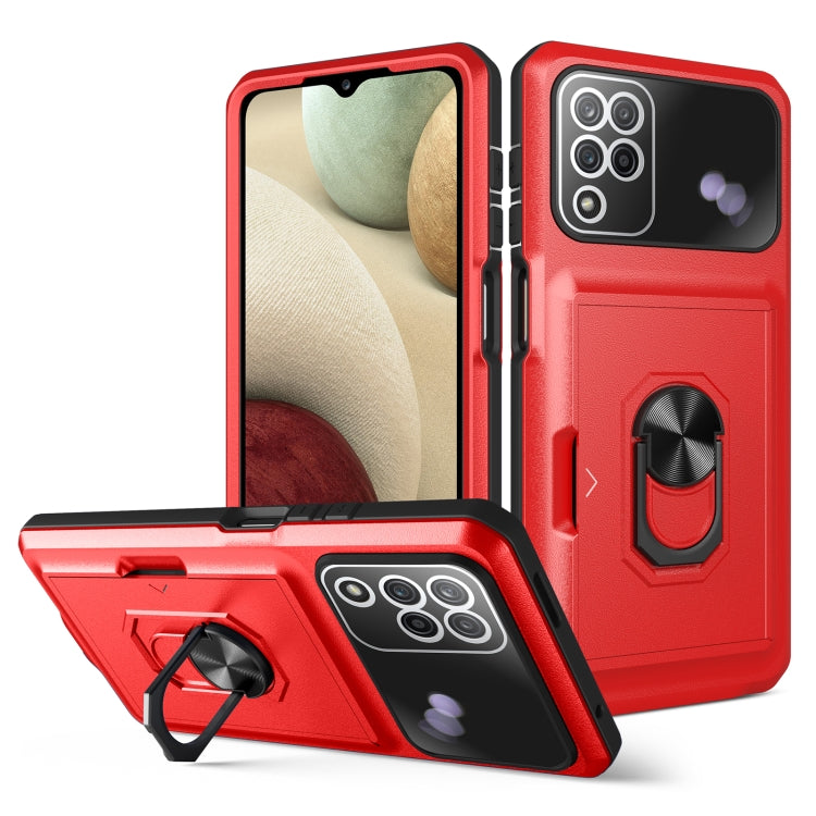 For Samsung Galaxy A12 5G Card Ring Holder PC + TPU Phone Case