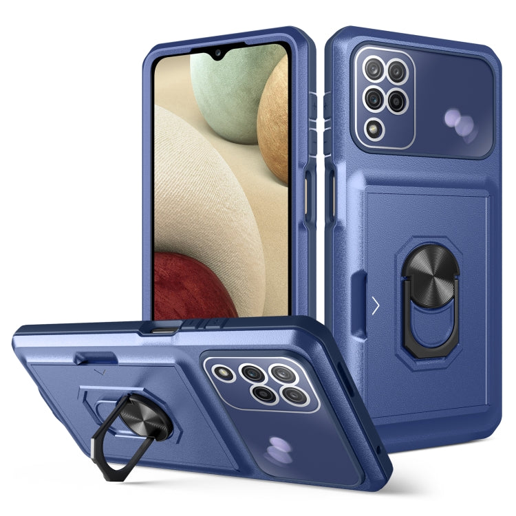 For Samsung Galaxy A12 5G Card Ring Holder PC + TPU Phone Case
