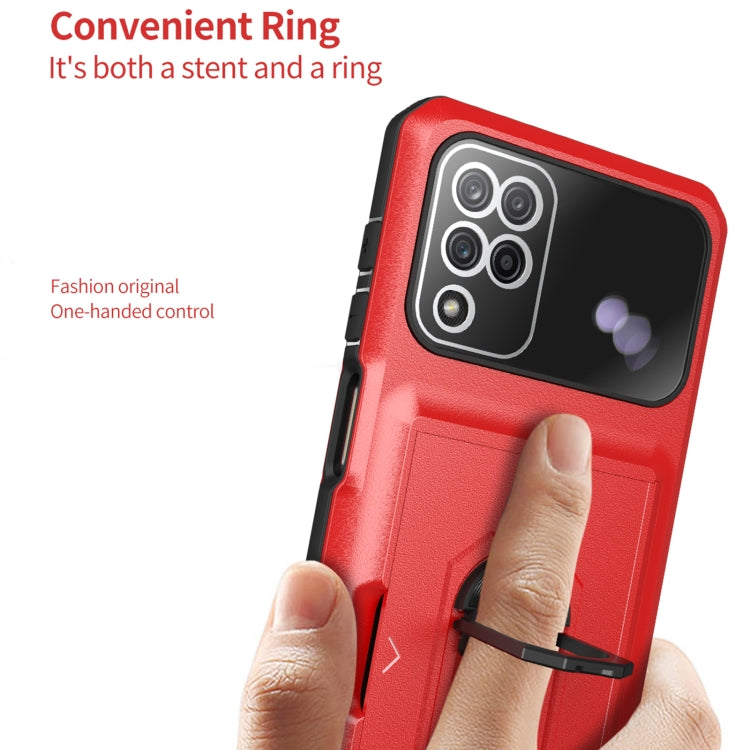 For Samsung Galaxy A12 5G Card Ring Holder PC + TPU Phone Case