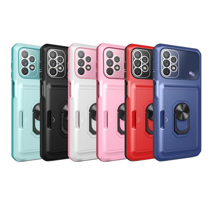 For Samsung Galaxy A13 4G Card Ring Holder PC + TPU Phone Case