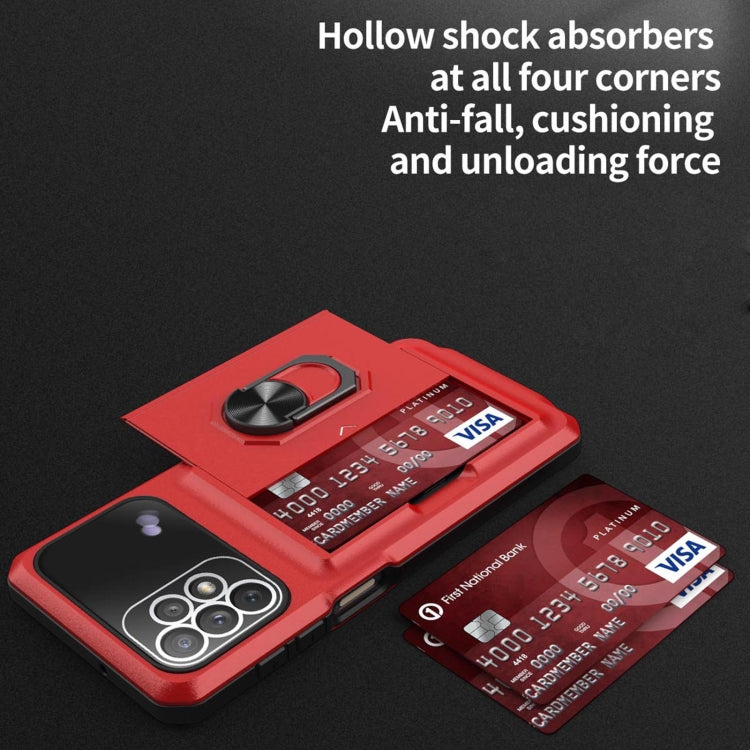 For Samsung Galaxy A13 4G Card Ring Holder PC + TPU Phone Case