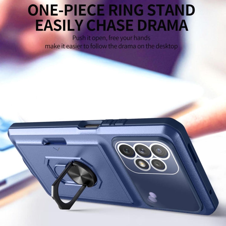 For Samsung Galaxy A13 4G Card Ring Holder PC + TPU Phone Case