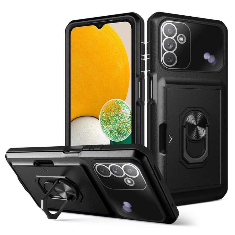 For Samsung Galaxy A13 5G Card Ring Holder PC + TPU Phone Case