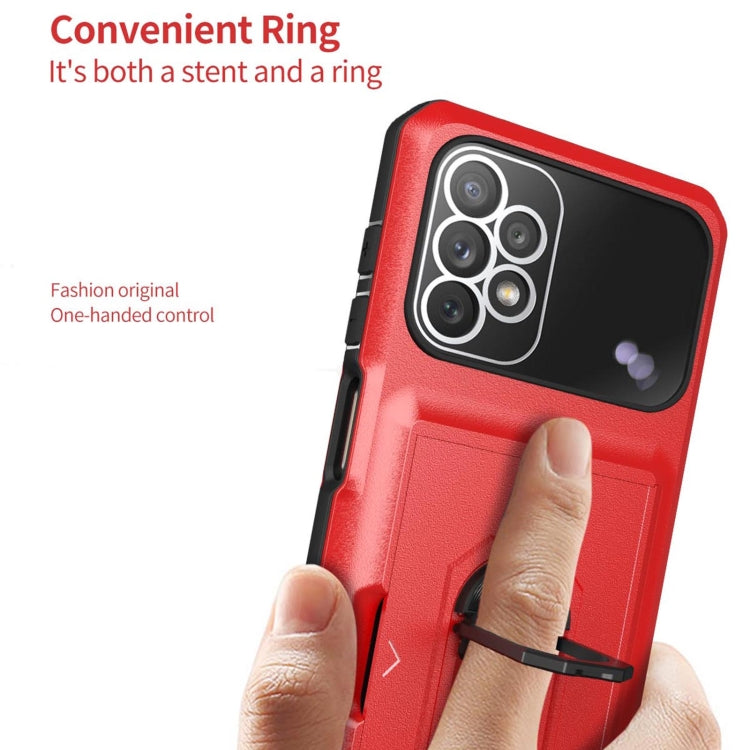 For Samsung Galaxy A32 5G Card Ring Holder PC + TPU Phone Case